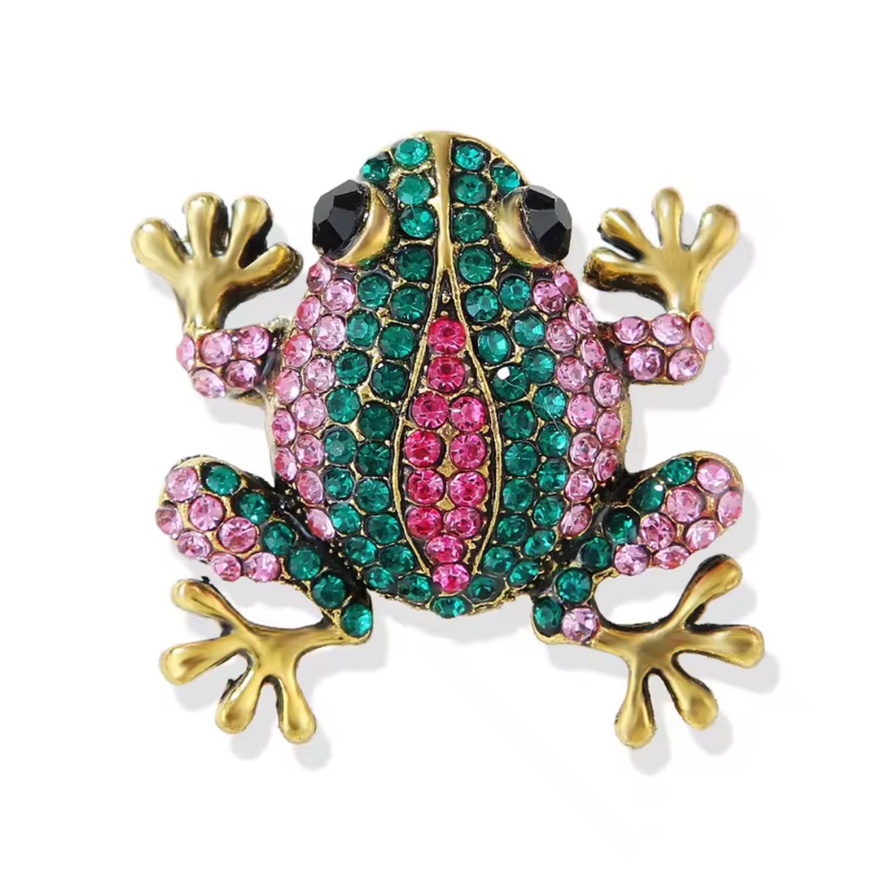 New Colorful Rhinestone Frog Brooch